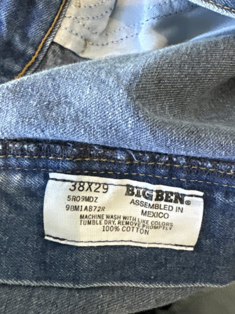 Big Ben Blue Big Ben Jeans Denim Straight Wrangler Carpenter Usa Sz 38X29 - Picture 8 of 8